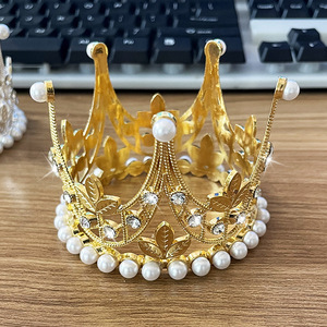 Perla per bambini corona di compleanno fatta a mano da sposa diadema da sposa accessori per abiti da passerella all'ingrosso - Product Image 4