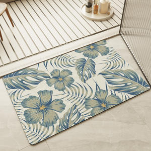 Tapis de bain rectangulaire à fleurs tropicales, antidérapant, doux, pour salle de bain, chambre à coucher, salon, balcon, design imprimé en mousse - Product Image 1
