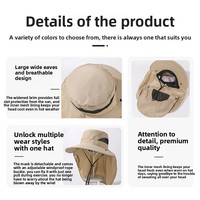 Gorra Protectora Facial WRELS, Gorro de Pescador Personalizado con Protección Solar, Visera Transpirable, Protección UV, Gorro de Verano con Borde Ancho y Máscara Facial