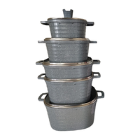 Ensemble de casseroles et poêles en granit antiadhésif durable 10-en-1 pour la cuisine, en aluminium, carrées, avec couvercles en verre, multi-usages pour la cuisine à domicile
