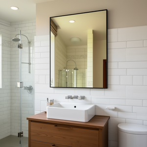 Espejo de Baño Rectangular Moderno de 36x24 Pulgadas con Marco de Aluminio Negro, Espejo Decorativo para Colgar en la Pared del Baño o Dormitorio - Product Image 2