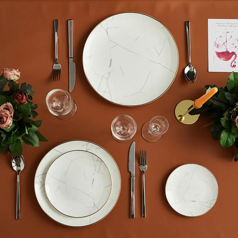 Pito Horeca 6 Inch Luxe Porselein Plaat Set Ronde Keramische Diner Plaat Keramische Porseleinen Schotel Voor Bruiloft