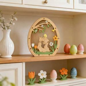 Adorno de Madera Ecológico con Diseño de Conejito en Bicicleta, Impreso en <span class=keywords><strong>3D</strong></span>, para Decoración del Hogar, Pascua - Product Image 3