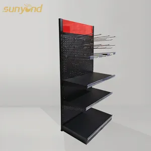 Sunyand rak display toko berdiri aksesori ponsel grosir dengan kait dan rak lapisan rak toko pegboard