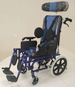 Sillas de ruedas reclinables plegables para niños, respaldo alto, reposapiés elevador desmontable, silla de ruedas de aluminio inclinable para niños - Product Image 1