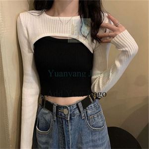 Pullover Bolero con top tagliati in maglia scrolla le spalle da donna con maniche in un pezzo - Product Image 4