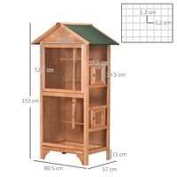 Volière en bois de couleur naturelle pour oiseaux d'extérieur avec plateau amovible et toit en asphalte