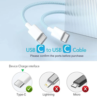 Superventas 60W 3A USB C a C cable macaron nylon trenzado cargador rápido cable de carga de teléfono kable para iPhone 15 16 pro Max