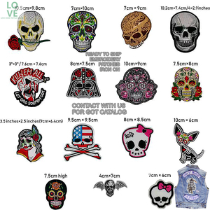 Sắt trên may trên sọ chết Biker ngày của người chết thêu vá cho món quà kinh dị <span class=keywords><strong>Goth</strong></span> thêu đính các bản vá lỗi - Product Image 1