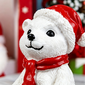 Set di 4 Statuine Orso Bianco Artigianato in Resina Statua Animale Decorazione Casa Ufficio Scrivania Mensola Regalo Natale Orna - Product Image 4