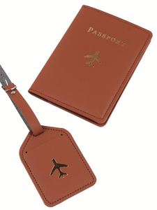 Juego de Etiquetas para Equipaje, Funda de Pasaporte de Cuero PU, Cartera, a la Moda, Impermeable, Antirrobo, Delgada, para Viajes, para Hombres y Mujeres - Product Image 4