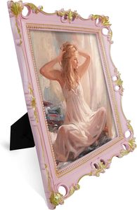 Cadre <span class=keywords><strong>de</strong></span> miroir mural orné en bois vieilli récupéré, finition antique dorée et argentée, support d'image sculpté opulent pour impression artistique ou logo - Product Image 2