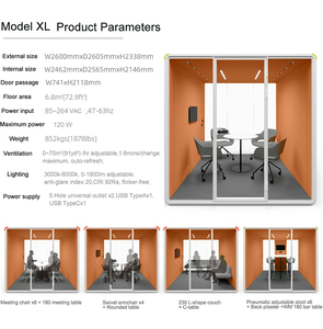 Cabina Acústica Insonorizada para Oficina, Salas de Reuniones, Consultorios Médicos y <span class=keywords><strong>Aislamiento</strong></span>, Fácil de Desmontar, para Concentración y Llamadas Telefónicas - Product Image 2