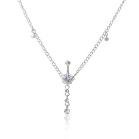 Accessoires de piercing populaires en acier inoxydable : pendentifs zircon, anneaux de nombril, chaînes de taille