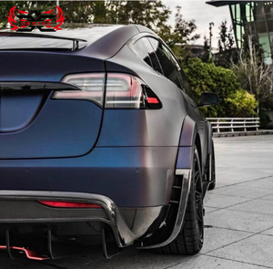 Kit carrosserie en fibre de carbone style RZ pour Tesla Model X <span class=keywords><strong>Plaid</strong></span> 2021-2023 : Lame avant, jupes latérales, diffuseur arrière, aileron, canards - Product Image 4