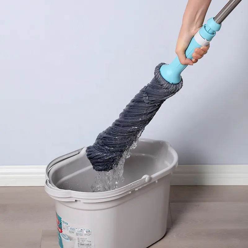 Pel lantai vinil, alat pembersih lantai dengan kepala serat mikro dapat dicuci, putaran tangan panjang
