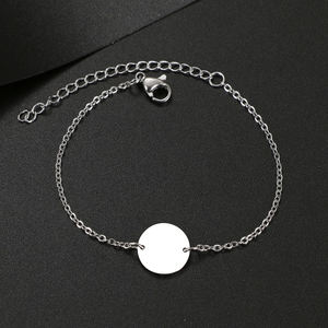 Ciondoli in bianco a forma di fai <span class=keywords><strong>da</strong></span> te in oro placcato oro placcato minimalista in acciaio inossidabile rotondo bracciale ciondolo a forma di moneta per uomo e donna - Product Image 2