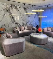 Canapé deux places combinaison italienne légère et luxueuse suite moderne salon style moderne bois massif cuir mobilier complet