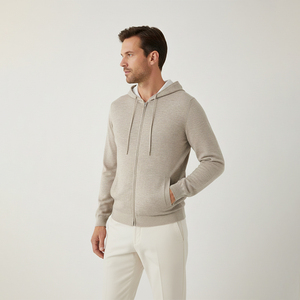 Sweat à capuche zippé léger pour <span class=keywords><strong>homme</strong></span>, coupe sport, en <span class=keywords><strong>laine</strong></span> mérinos 100% tricotée de qualité supérieure, <span class=keywords><strong>cardigan</strong></span> OEM - Product Image 2