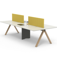 Table de bureau modulaire double poste de travail avec surface en MFC durable et cadre métallique, design moderne pour postes de travail pour 4 personnes