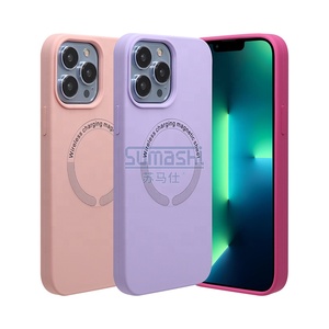 Chargeur sans fil magnétique en silicone liquide souple de haute qualité étui de téléphone portable en gros pour téléphone <span class=keywords><strong>12</strong></span> 13 Pro Max couverture - Product Image 1