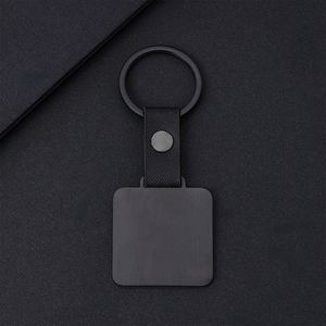 Factory Customized Stainless Steel PU Keychain Laser Engraving Blank UV Printing <b>square</b> Company logo - Product Image 4