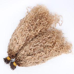2023 nuevo cabello humano indio crudo F punta <span class=keywords><strong>Remy</strong></span> cutícula alineada 12A extensión de cabello con punta de plástico rizado - Product Image 3