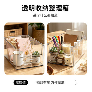 Transparent Plastic Cosmetic Storage <b>Box</b> Large Capacity Desktop Organizer For Bathroom Skincare <b>Makeup</b> Products - Product Image 5