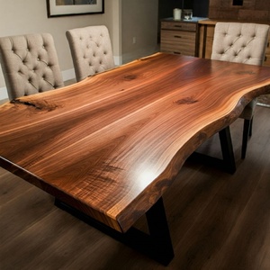 Whole Board Non-Spliced South American Walnut Natural Shape <strong>Table</strong> Top <strong>Live</strong> <strong>Edge</strong> 6-12 Seaters Wood Slab Wood Dining <strong>Table</strong> - Product Image 6
