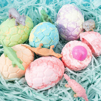 Vente en gros d'une marque privée de bombes pour le bain pétillantes, organique, vegan, coffret cadeau personnalisé pour enfants avec oeuf de dinosaure