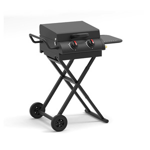 Foldable Portable Gas Grill 30cm X-Frame Design Outdoor <b>Camping</b> BBQ With Wheels And Side <b>Shelf</b> For Picnic Use - Product Image 5