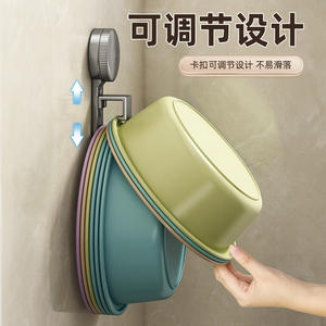 Support mural réglable à ventouse pour salle de bain et balcon, design rectangulaire à crochet unique - Product Image 1