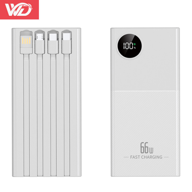 Factory OEM Mini Power Bank QC+PD3.0 Fast Charging 20000mah 10000mah Power Bank Portable Built in Cable 20000 Mah