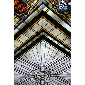 Vitraux en plomb pour lucarne au sommet de l'entrée de l'atrium, fabrication sur mesure, <span class=keywords><strong>motif</strong></span> personnalisé, peint à la main, <span class=keywords><strong>art</strong></span> déco, vitraux - Product Image 4