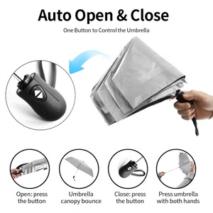 Wholesale High Quality 21*8K Inch Super Light <b>Umbrella</b> Auto Open Close Sliver UV Coated Folding <b>Umbrella</b> for Travel - Product Image 3