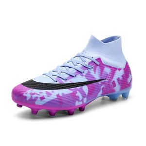 Botas de Fútbol de Camuflaje Azul y Negro para Hombre, Parte Superior Sintética, Suela de Goma, Tacos AG, Ligeras - Product Image 2