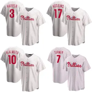 เสื้อเจอร์ซีย์ Philadelphia Phillie S สำหรับผู้ชาย,ขายส่งชุดยูนิฟอร์มเบสบอล Realmuto #10ชุดฮาร์เปอร์เบสบอลราคาถูก