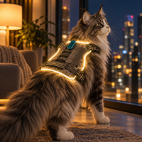 Harnais pour animaux de compagnie Qcool LED avec étiquette privée, éclairage LED sur les bords pour la distribution de la pression, bande réfléchissante en nylon, anneau en D métallique pour la marche nocturne