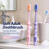 Brosse à dents pour adulte avec poignée mignonne, fournie par l'usine, logo personnalisé disponible, poils ultra doux pour un nettoyage buccal délicat, usage quotidien