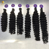 Cheveux humains indiens vierges bruts non traités 100% naturels, super double drawn, en vrac pour tressage, qualité 10A, ondulations profondes bouclées, sans perte, toutes couleurs