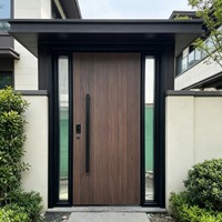 Porte en aluminium coulé double vitrage, grain de bois imprimé 5D, porte d'entrée sécurisée, portail principal de villa