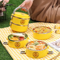 Boîte à lunch Bento Purecook à 3 étages, mignonne, en forme de canard, en acier inoxydable, avec couvercle en PP, multifonctionnelle, pour adultes, bureau/école/camping en plein air