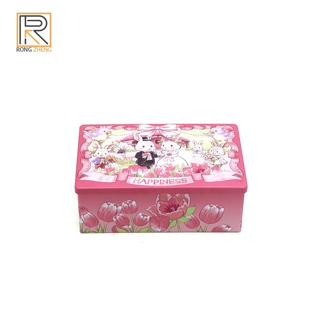 Custom Food Grade Rectangular Biscuit Tin Box Series Wedding Gift Packaging Metal Set for Cookie Candy Chocolate