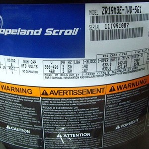 คอมเพรสเซอร์แบบสโครล Copeland รุ่น ZR19M3-TWD-522 สำหรับงานอุตสาหกรรมทำความเย็น - Product Image 4