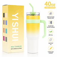 Gobelet isotherme innovant en acier inoxydable avec poignée et couvercle à paille, grande capacité 40oz, double paroi sous vide, fabricant OEM