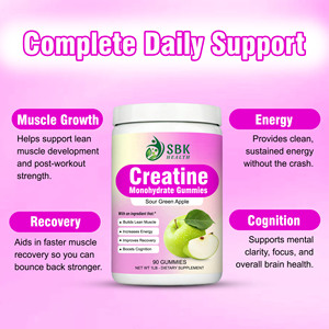 Wholesale Custom Natural Sour Green Apple Taste 100% Pure Vegan Creatine Monohydrate Gummies Boost Cognition Creatine <b>Supplement</b> - Product Image 6