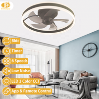 Ventilateur de plafond à double couleur noir et blanc, profil bas, moteur DC à économie d'énergie, ventilateur de plafond pratique pour la décoration de la maison et du salon