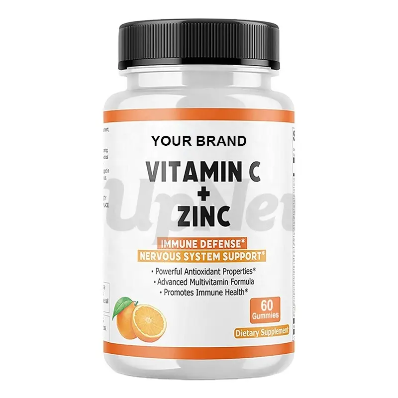 Private Label Organic Strong Antioxidant Gummy Vitamin C Plus Zinc For Immune Health Boosting