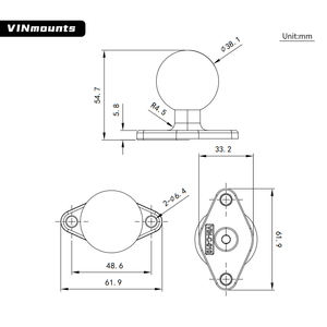 VINmounts 1.5 inch aluminium alloy diamond base, dashboard navigation, industrial bracket, VIN-C-010 - Product Image 3