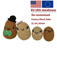 Kit de crochet DIY : Famille de pommes de terre en crochet mignonnes et habillées, idéal pour débutants, avec fil tubulaire en peluche, pour la décoration intérieure et comme cadeau.